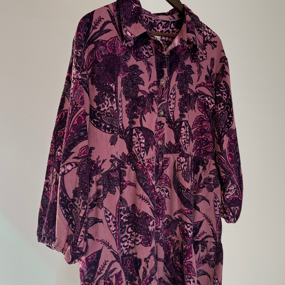 Anthropologie The Bettina Corduroy Tiered Mini Shirt Dress by Maeve. Size M - Picture 8 of 11